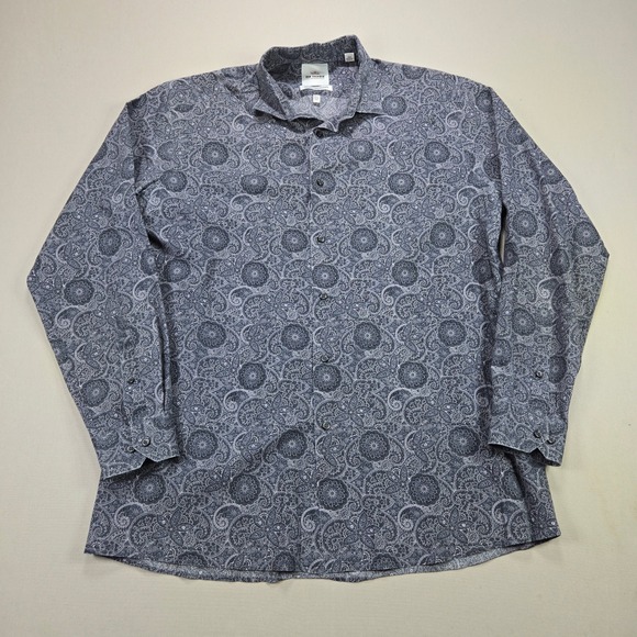Ben Sherman Other - Ben Sherman Button Down Paisley Slim Fit Mandala Print Navy Mens L 16.5 34/35